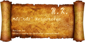 Máté Krisztofer névjegykártya